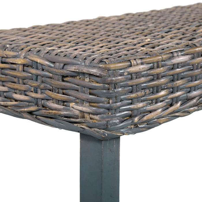 Bench 160 cm gray natural Kubu rattan and solid mango wood