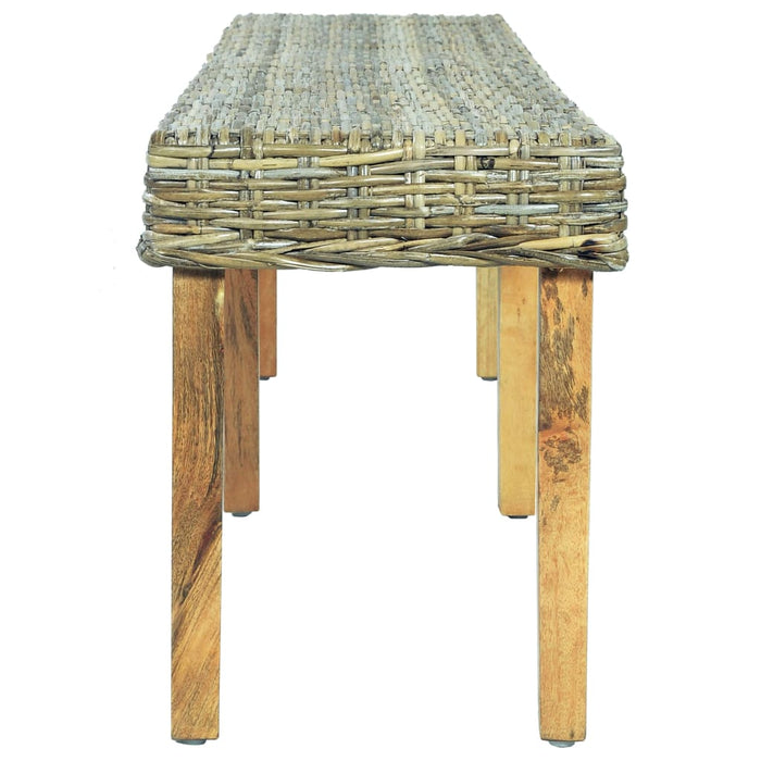 Bench 160 cm natural Kubu rattan and solid mango wood