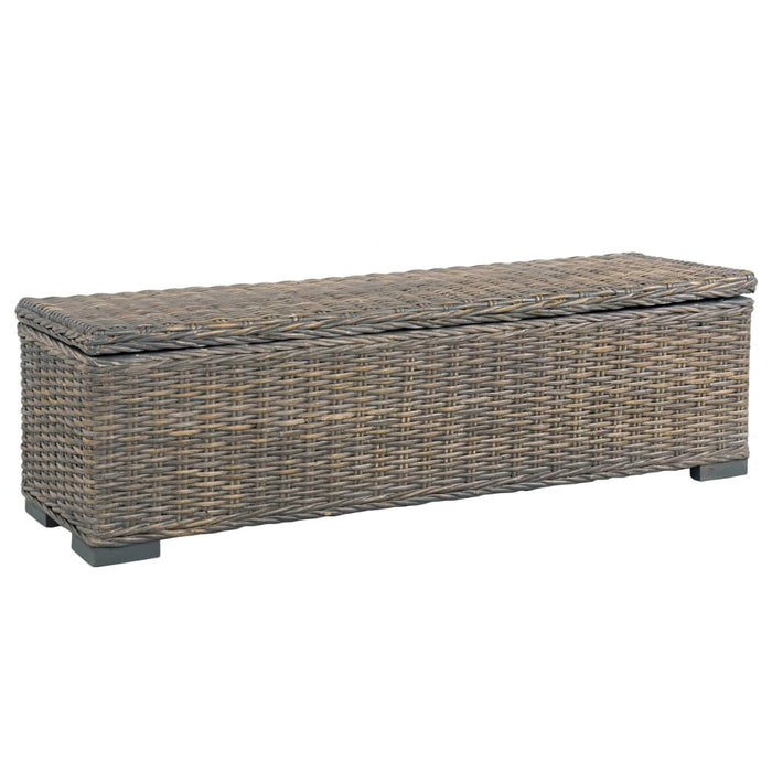 Aufbewahrungsbox 120 cm Grau Kubu-Rattan und Massivholz Mango