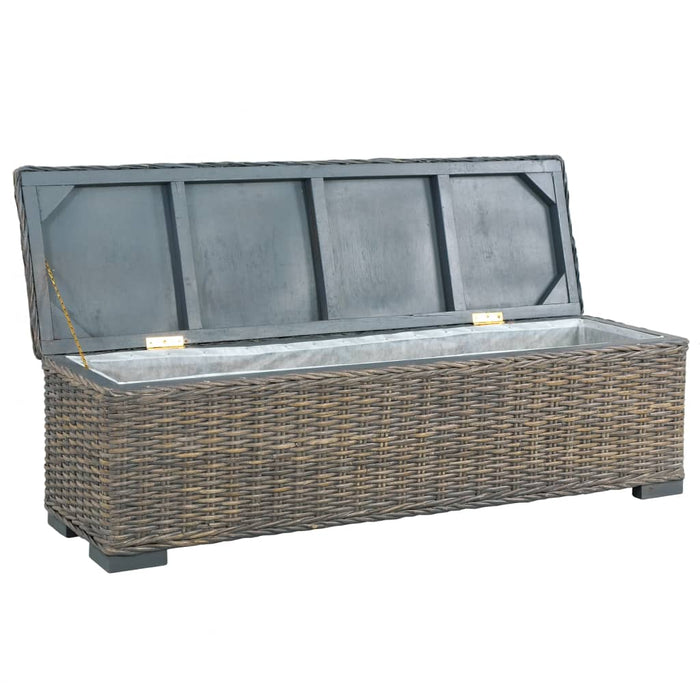 Aufbewahrungsbox 120 cm Grau Kubu-Rattan und Massivholz Mango