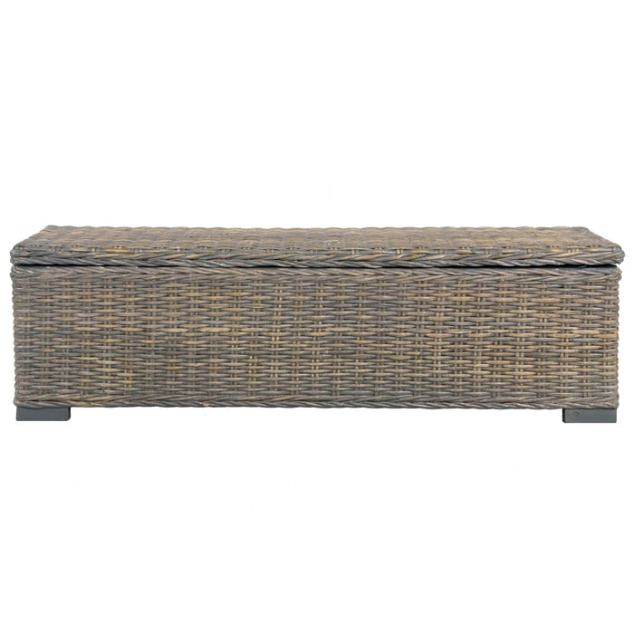 Aufbewahrungsbox 120 cm Grau Kubu-Rattan und Massivholz Mango