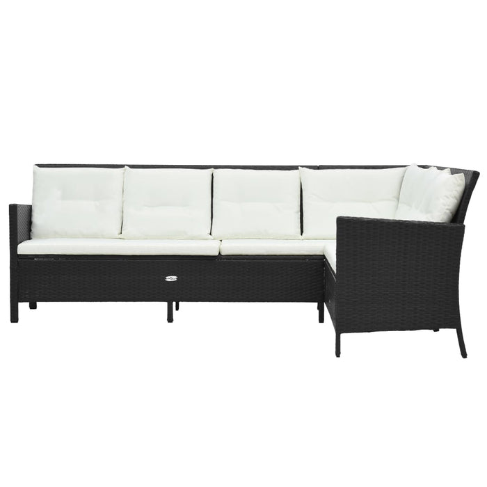 3-tlg. Garten-Lounge-Set mit Auflagen Poly Rattan Schwarz