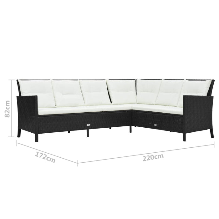 3-tlg. Garten-Lounge-Set mit Auflagen Poly Rattan Schwarz