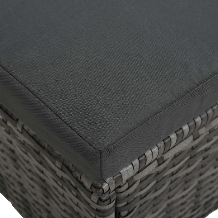 3-tlg. Garten-Lounge-Set mit Auflagen Poly Rattan Grau