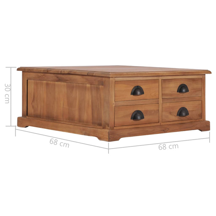 Coffee table 68 x 68 x 30 cm solid teak wood