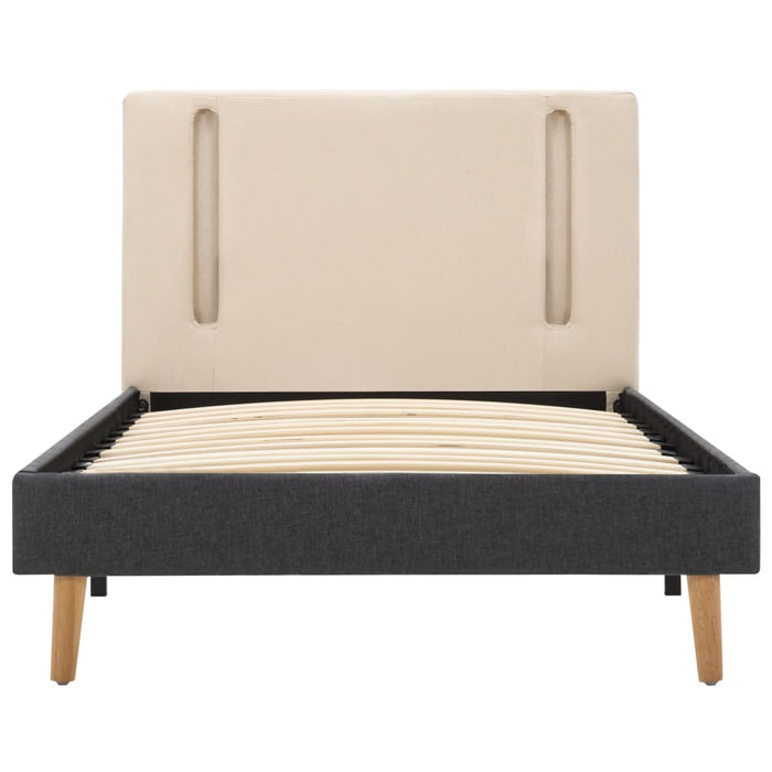 Bettgestell mit LED Cremeweiß und Dunkelgrau Stoff 100 x 200 cm