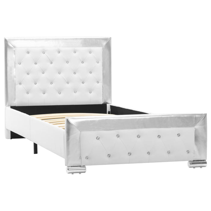 Bettgestell Weiß Kunstleder 90 x 200 cm