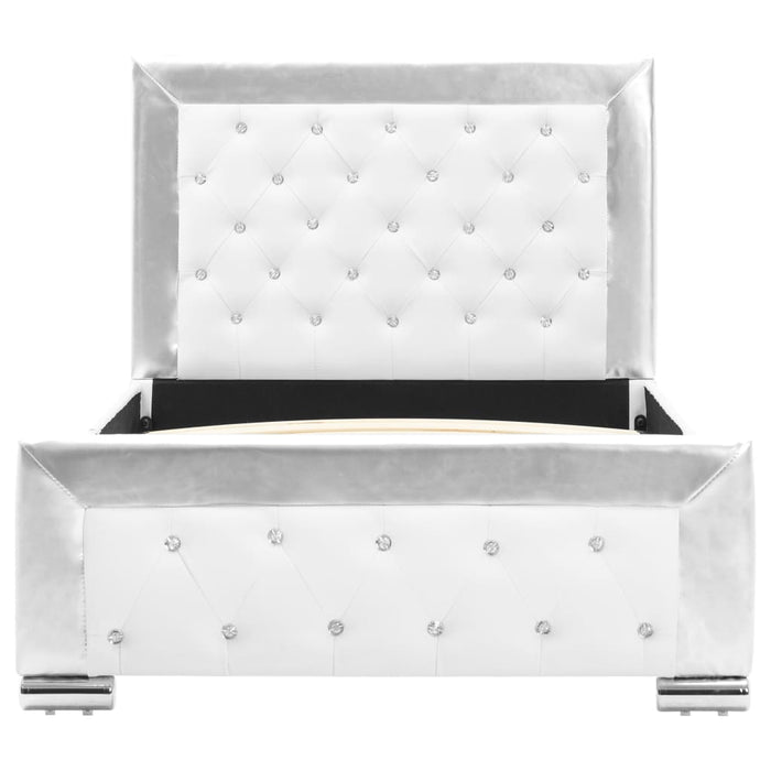 Bettgestell Weiß Kunstleder 90 x 200 cm