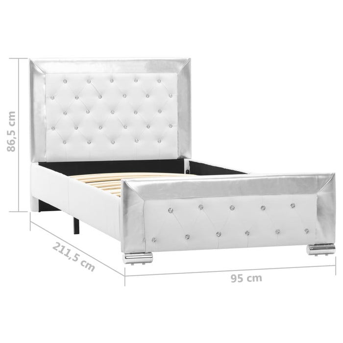Bettgestell Weiß Kunstleder 90 x 200 cm