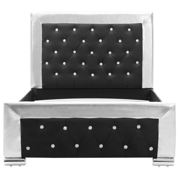 Bettgestell Schwarz Kunstleder 90×200 cm