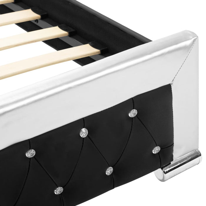 Bettgestell Schwarz Kunstleder 90×200 cm