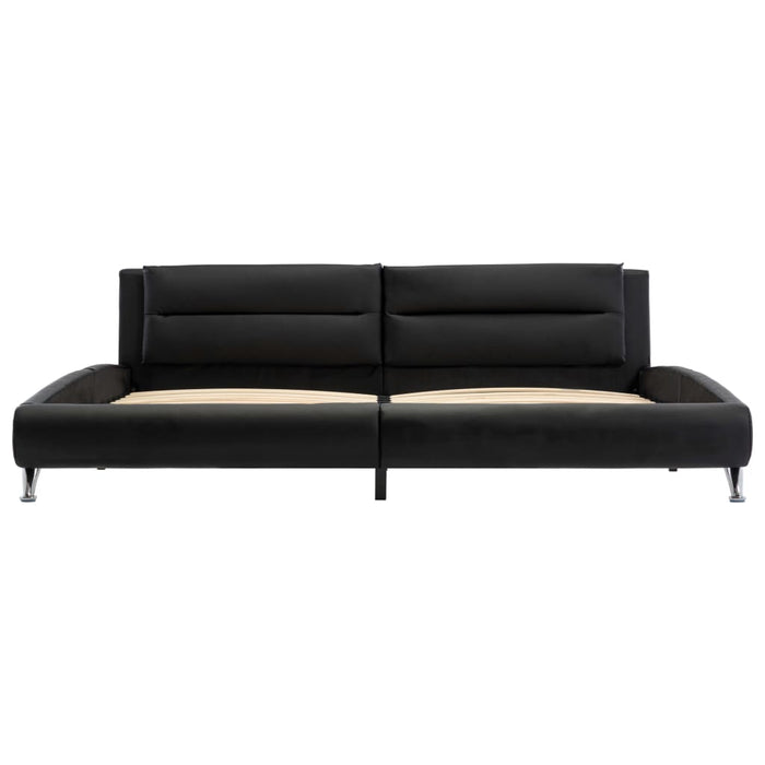 Bettgestell Schwarz Kunstleder 140×200 cm