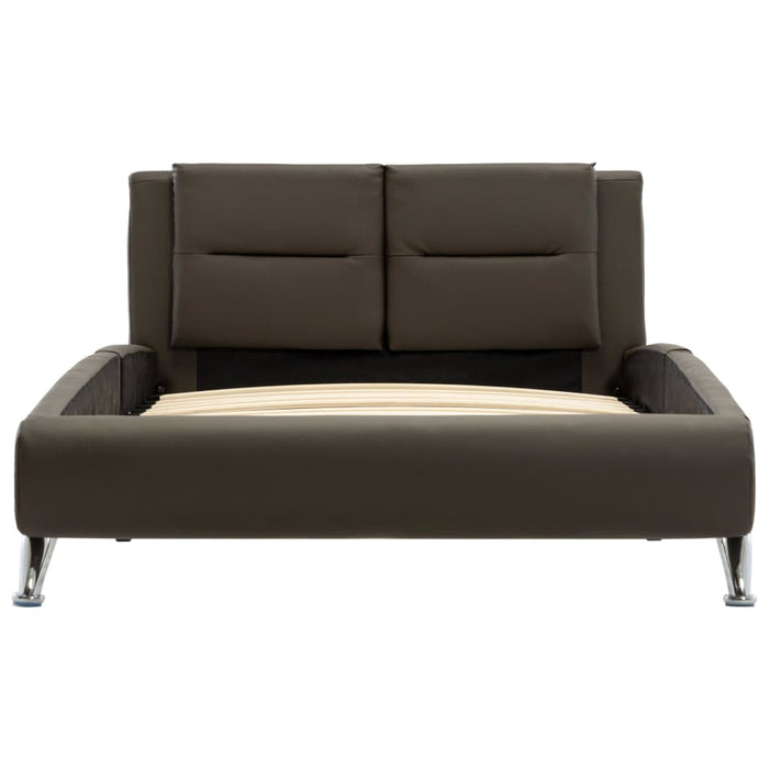 Bettgestell Grau Kunstleder 100 × 200 cm