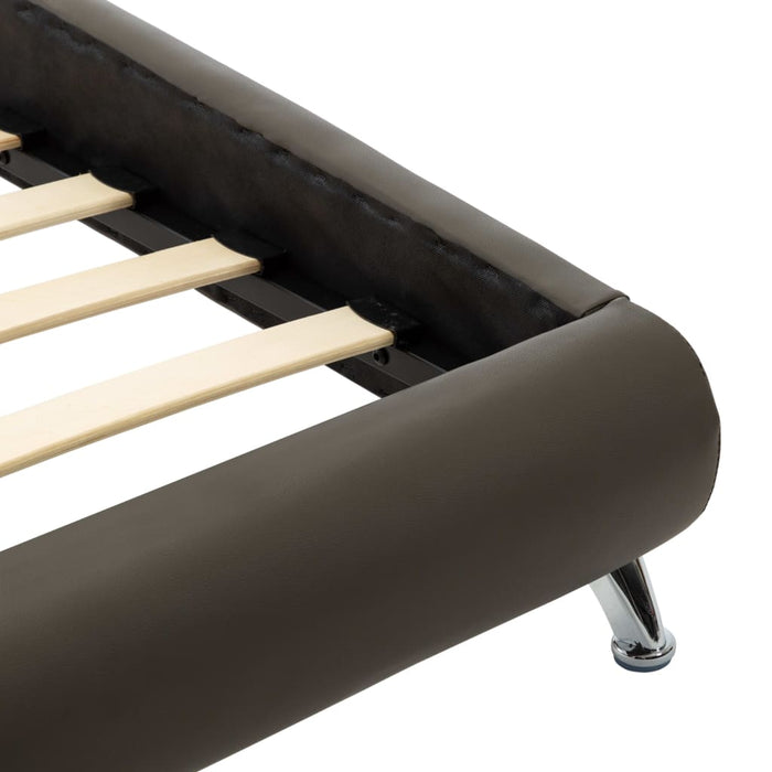 Bettgestell Grau Kunstleder 100 × 200 cm