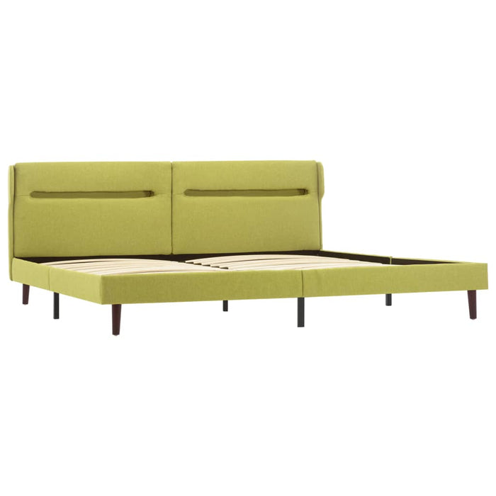 Bettgestell mit LED Grün Stoff 140x200 cm