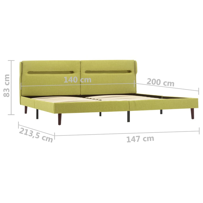 Bettgestell mit LED Grün Stoff 140x200 cm