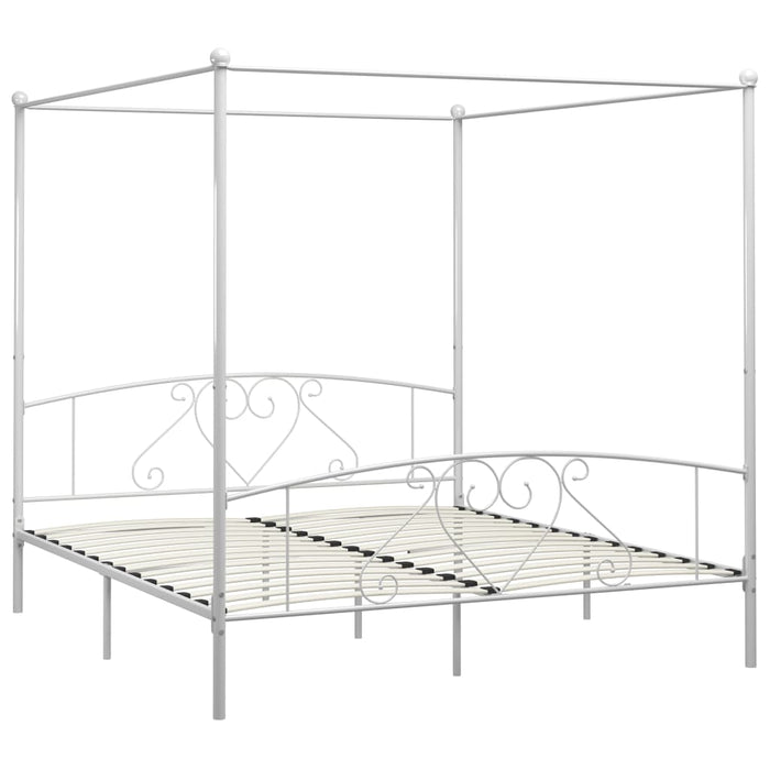 Himmelbett-Gestell Weiß Metall 200 x 200 cm