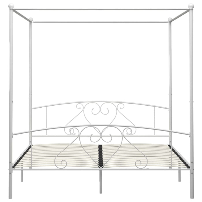 Himmelbett-Gestell Weiß Metall 200 x 200 cm