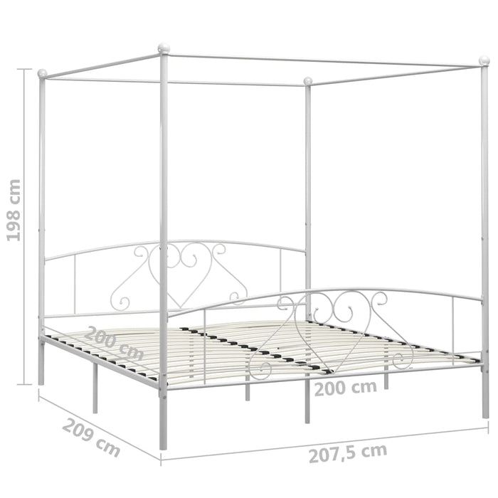 Himmelbett-Gestell Weiß Metall 200 x 200 cm