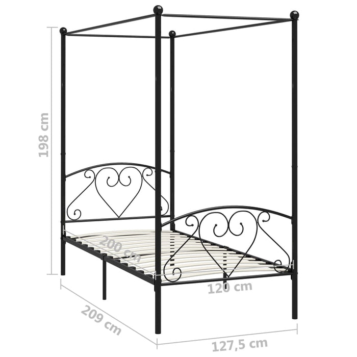 Himmelbett-Gestell Schwarz Metall 120 x 200 cm