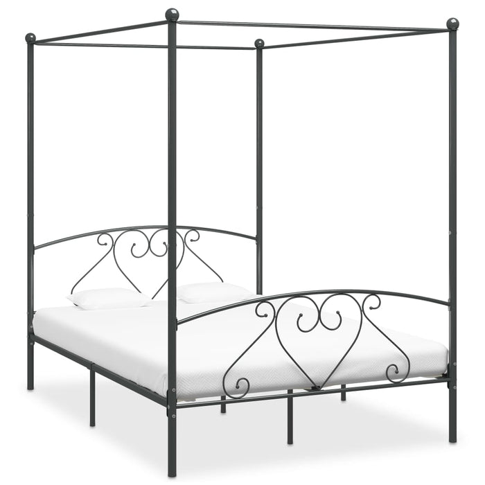 Himmelbett-Gestell Grau Metall 160 x 200 cm