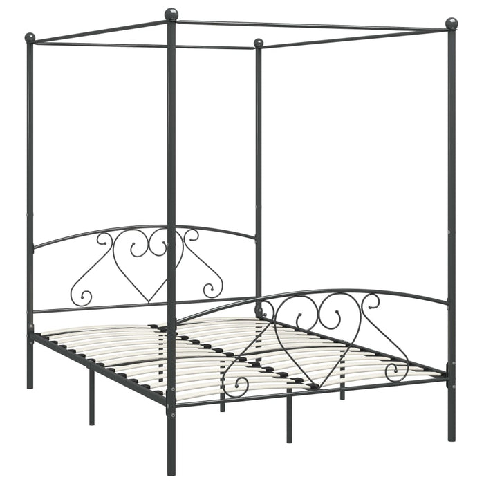 Himmelbett-Gestell Grau Metall 160 x 200 cm