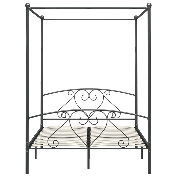 Himmelbett-Gestell Grau Metall 160 x 200 cm
