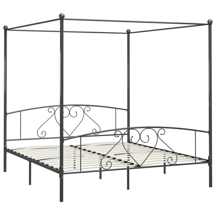 Himmelbett-Gestell Grau Metall 180 x 200 cm