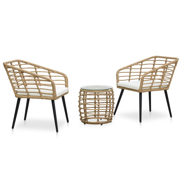3-tlg. Bistro-Set Poly Rattan Eiche