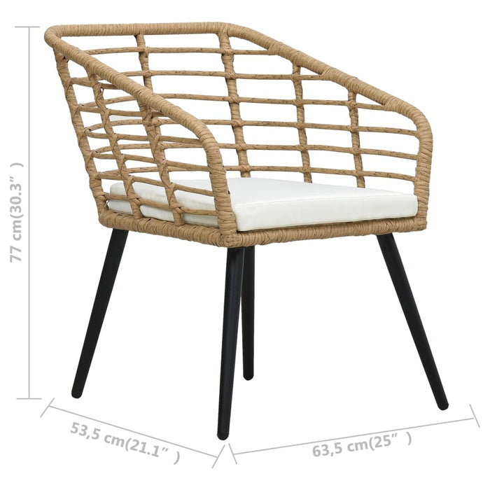 3-tlg. Bistro-Set Poly Rattan Eiche