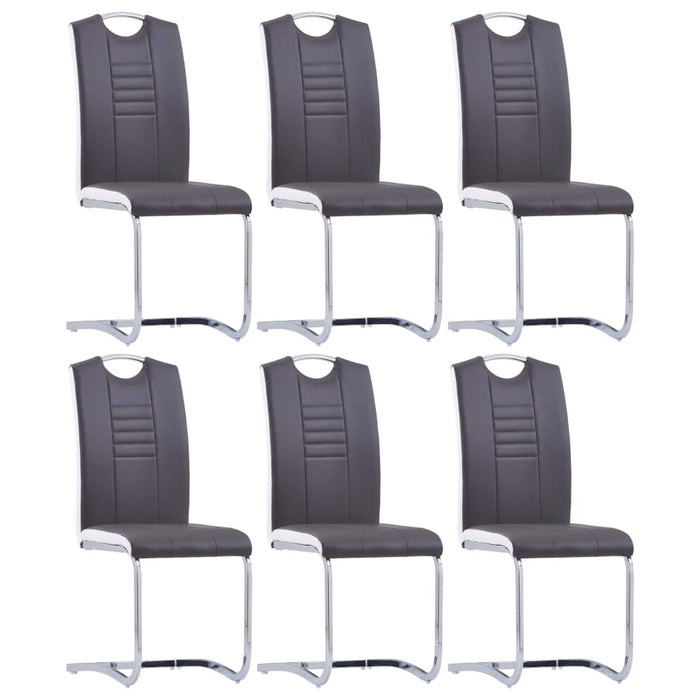 Cantilever chairs 6 pcs. Gray faux leather