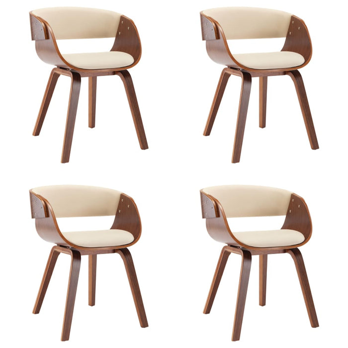 Dining room chairs 4 pcs. Cream bentwood and faux leather