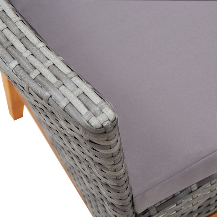 7-tlg. Garten-Essgruppe Poly Rattan und Akazienholz Grau