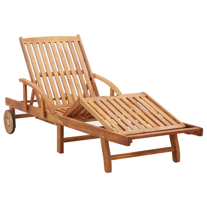 Sun lounger with solid acacia wood cushion