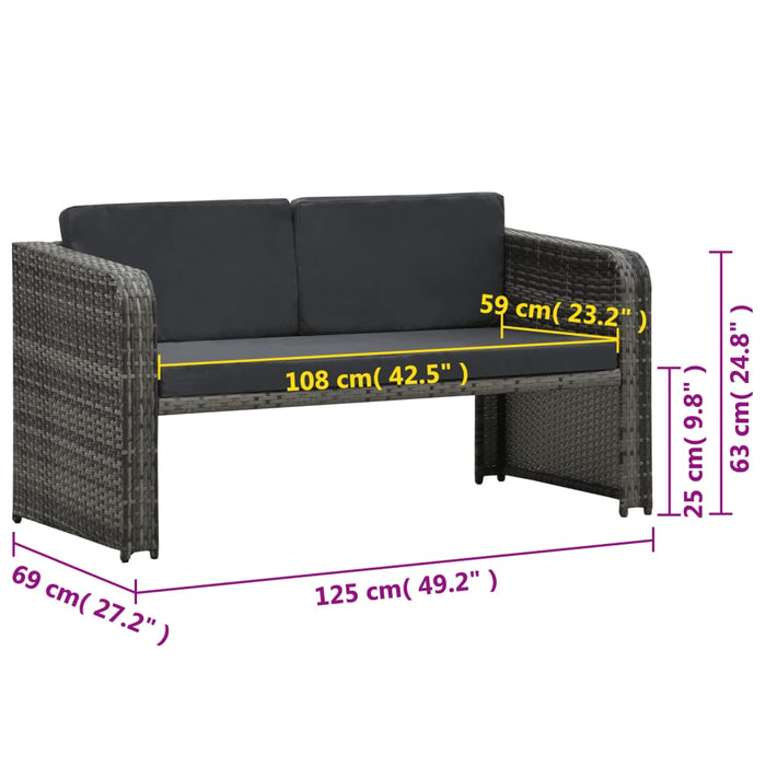 4-tlg. Garten-Lounge-Set mit Auflagen Poly Rattan Anthrazit