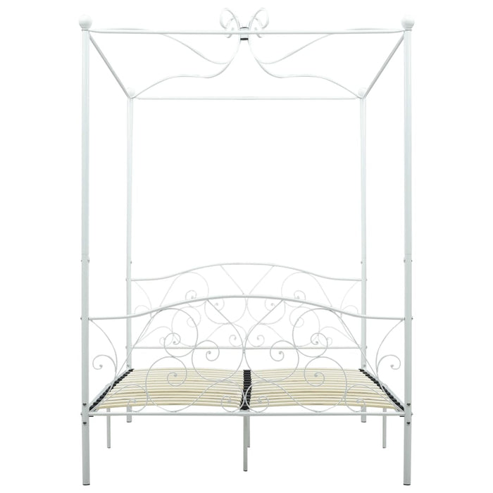Himmelbett-Gestell Weiß Metall 140 x 200 cm