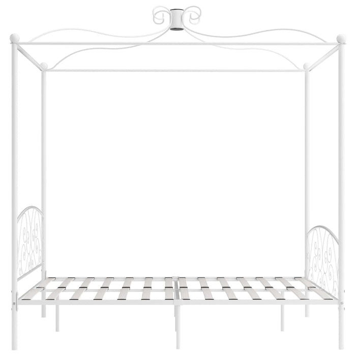 Himmelbett-Gestell Weiß Metall 160 x 200 cm