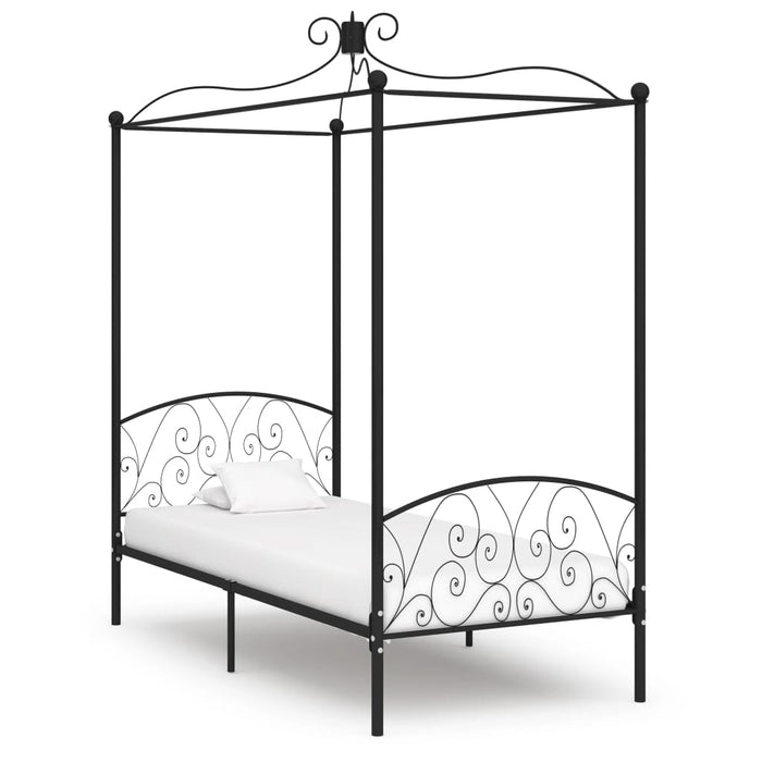 Himmelbett-Gestell Schwarz Metall 90 x 200 cm