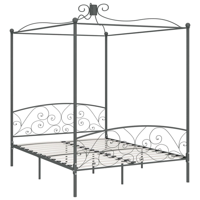 Himmelbett-Gestell Grau Metall 180 x 200 cm