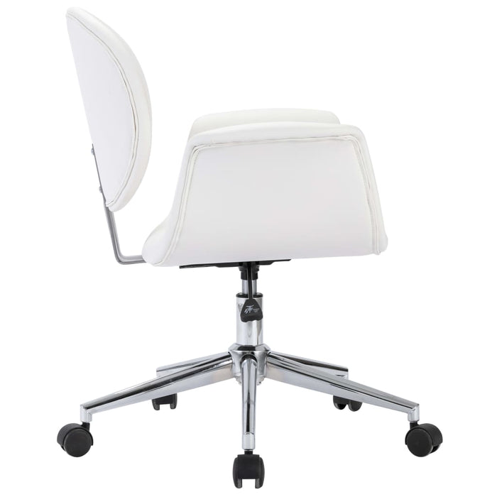 Swivel dining chair white faux leather