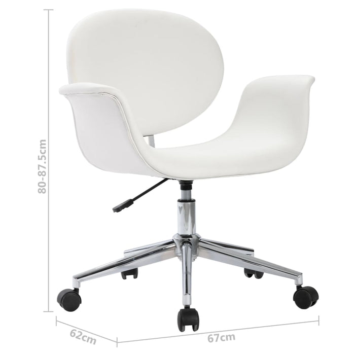 Swivel dining chair white faux leather