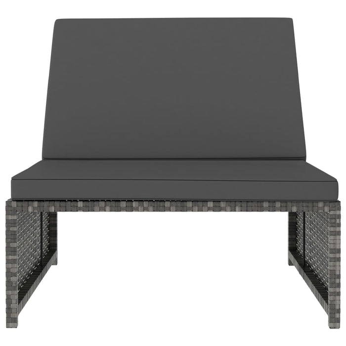 Sonnenliegen 2 Stk. mit Tisch Poly Rattan Grau