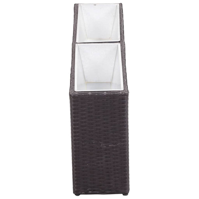 Garten-Hochbeet mit 2 Töpfen 90x20x40cm Poly Rattan Schwarz