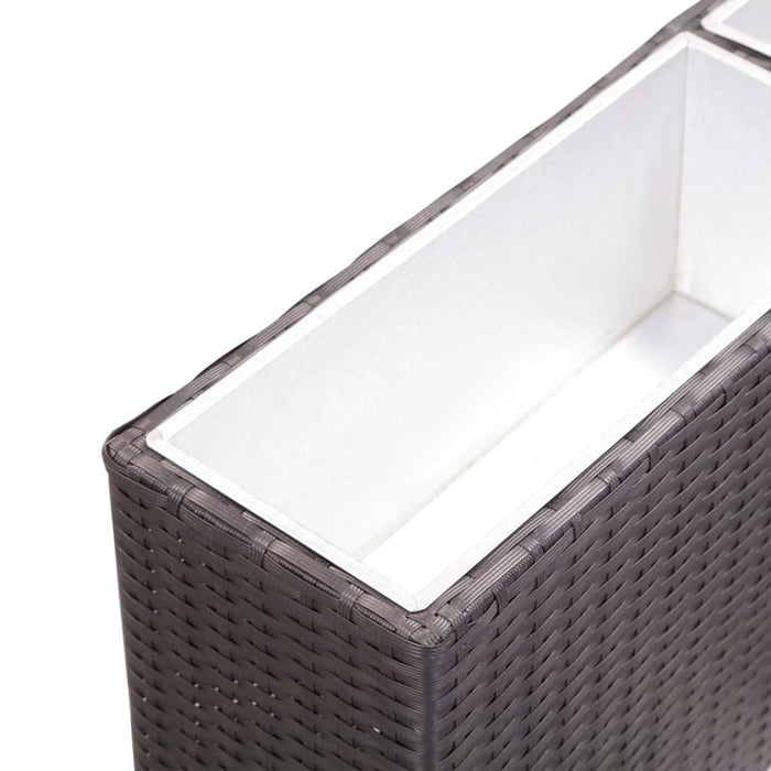 Garten-Hochbeet mit 2 Töpfen 90x20x40cm Poly Rattan Schwarz