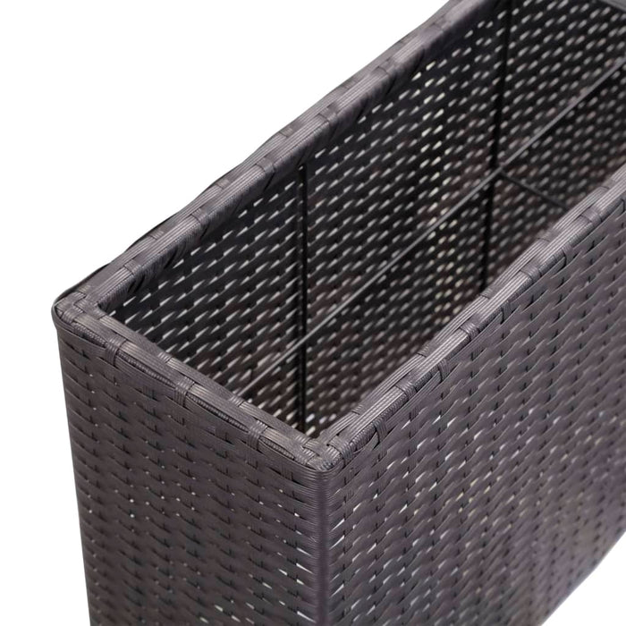 Garten-Hochbeet mit 2 Töpfen 90x20x40cm Poly Rattan Schwarz