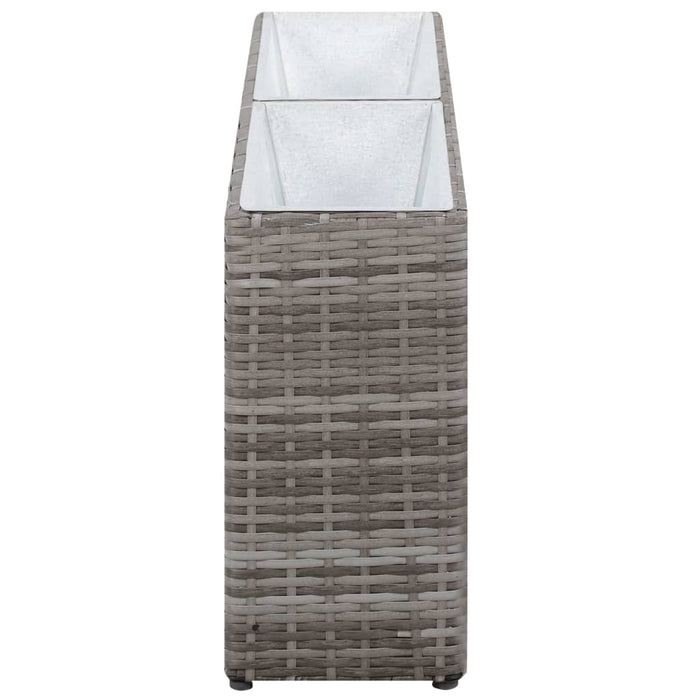 Garten-Hochbeet mit 2 Töpfen 90 x 20 x 40 cm Poly Rattan Grau