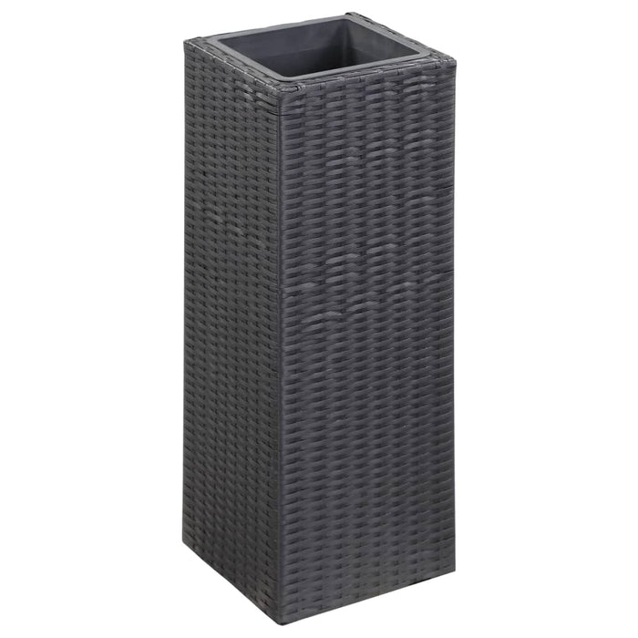 Garten-Hochbeete 3-tlg. Poly Rattan Schwarz
