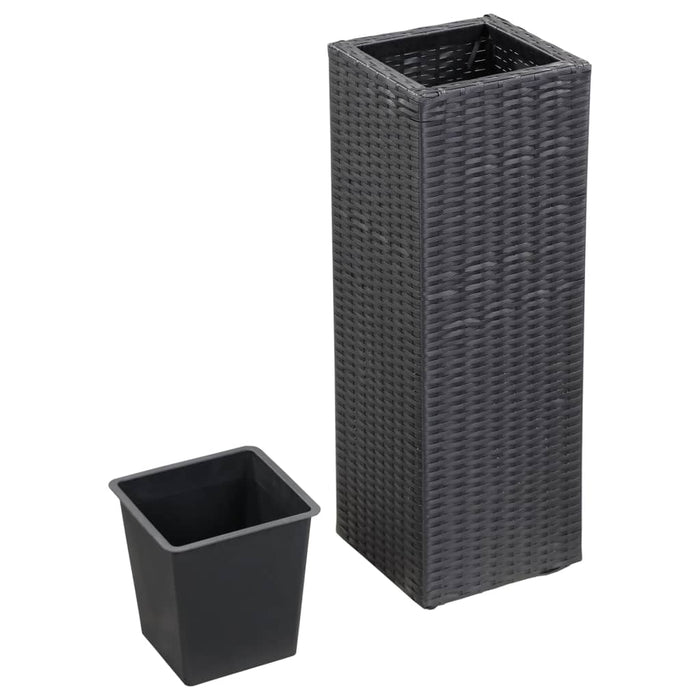 Garten-Hochbeete 3-tlg. Poly Rattan Schwarz