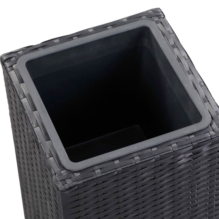 Garten-Hochbeete 3-tlg. Poly Rattan Schwarz