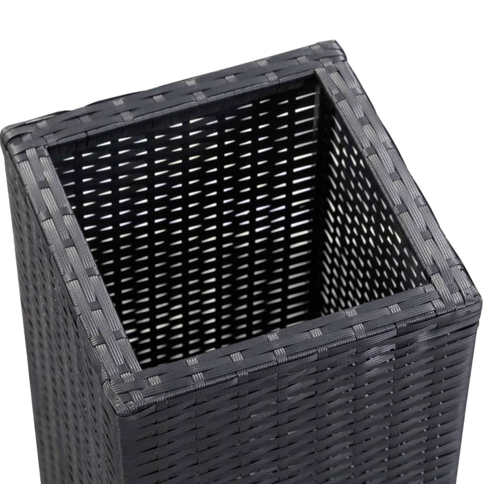 Garten-Hochbeete 3-tlg. Poly Rattan Schwarz